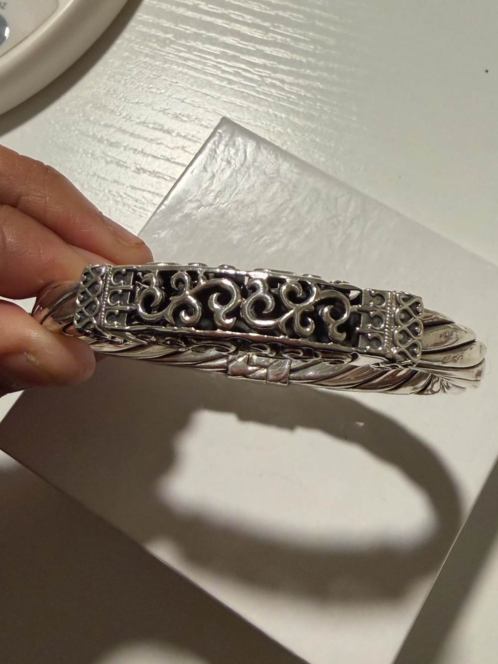 Retired Silpada Sterling Silver Twisted Cable Bangle Vintage Filigree 925 Silver